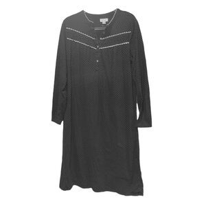 Celestial Dreams Black polka dot Long Sleeve Nightgown Size XL